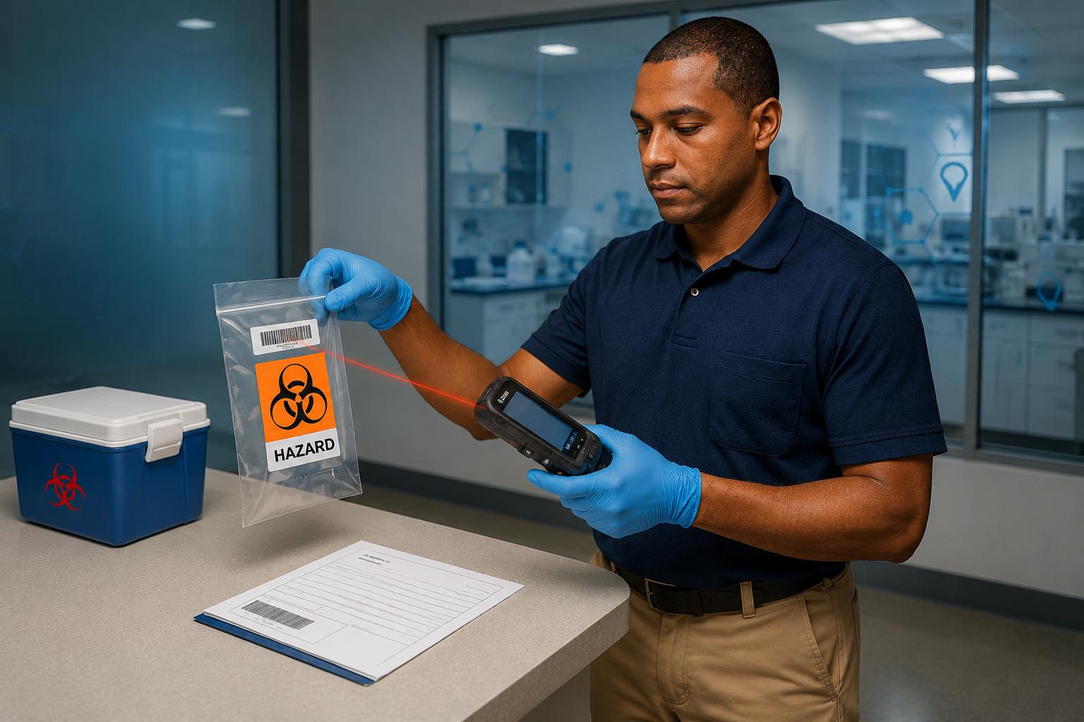 Medical Courier Scanning Specimens
