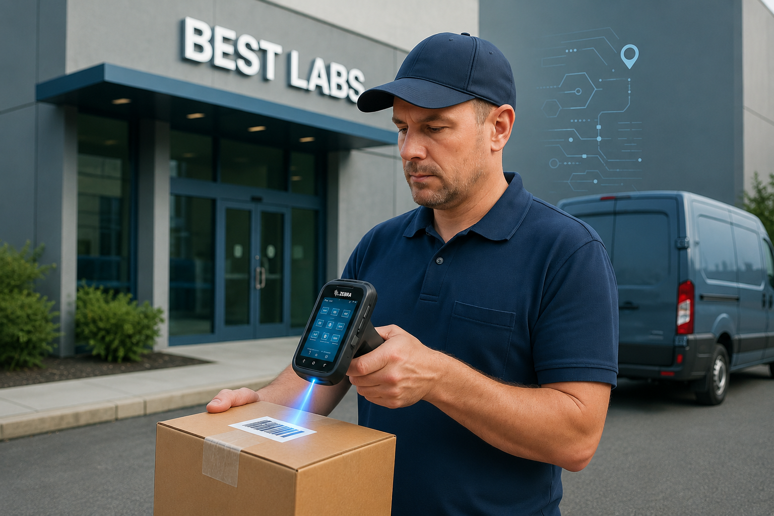 Medical Courier Scanning Specimens